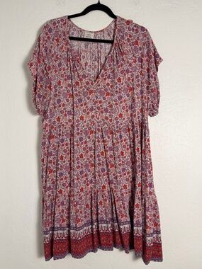 Knox Rose Womens XXL Floral V-Neck Midi Dress in Red & Purple Spring Summer wear